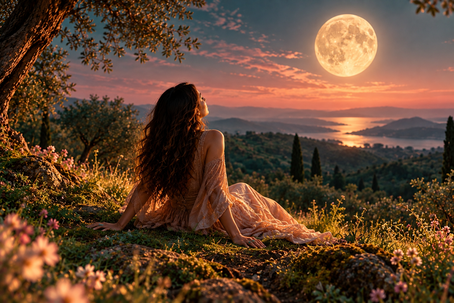A moonlit meadow