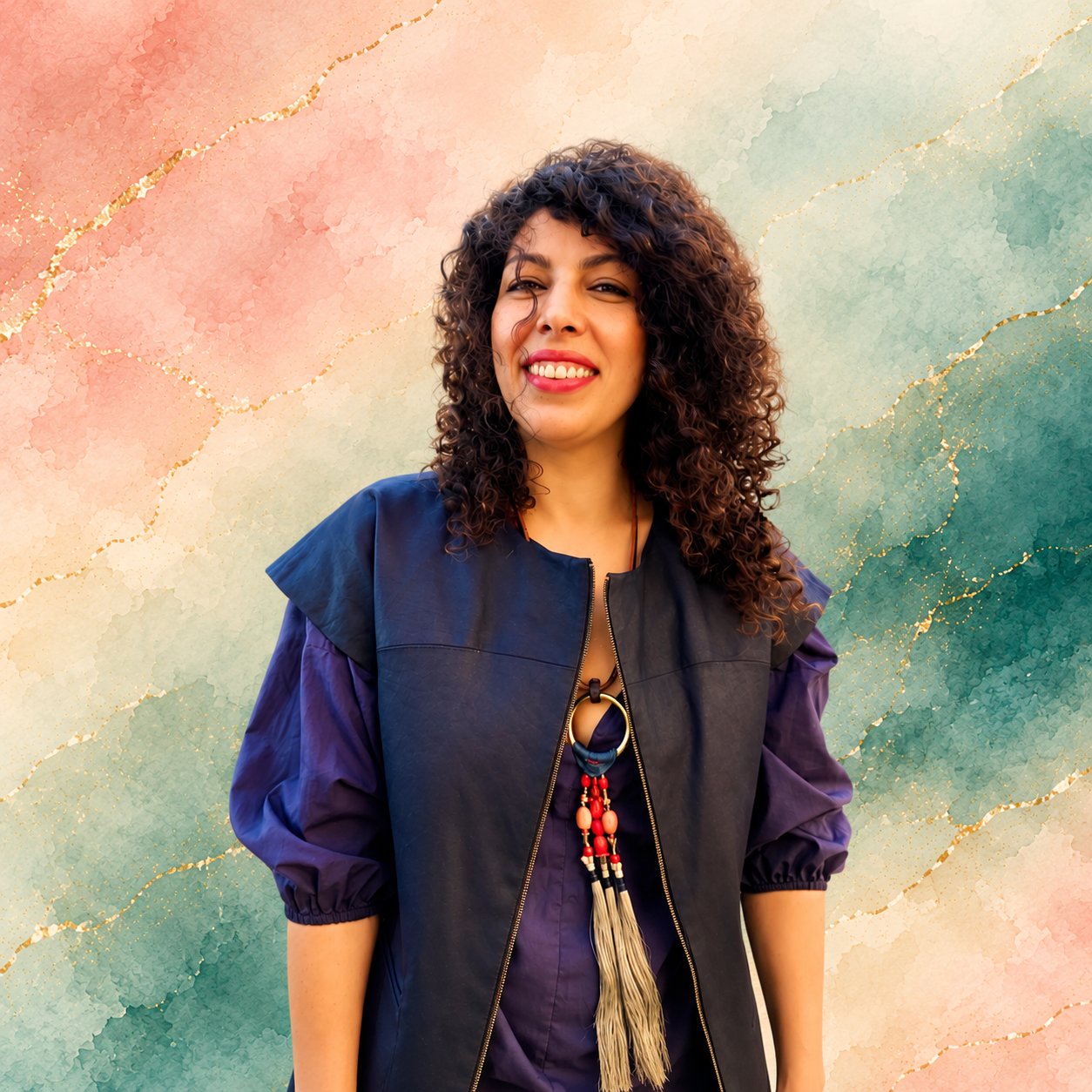 Armineh smiling, a warm portrait